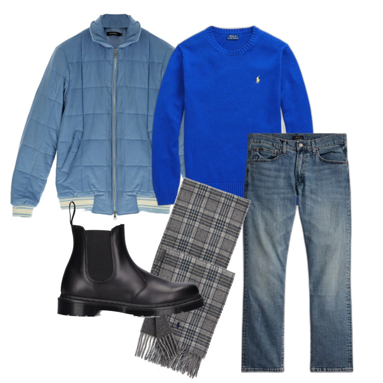 Outfit uomo - Ghost outfitter - dicembre. Stile Casual per Tutti i giorni. Abbinamento con giacche, maglieria, sciarpe, jeans dritti, stivali e stivaletti.