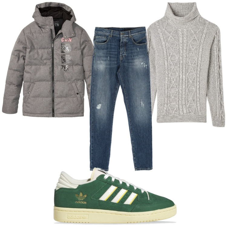 Outfit uomo - Total look #1778319. Stile Casual per Tutti i giorni. Abbinamento con giacche, maglieria, jeans dritti, sneakers.