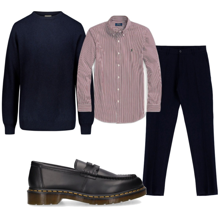 Outfit uomo - Total look #1778358. Stile Casual per Ufficio. Abbinamento con pantaloni capri, maglieria, camicie, scarpe stringate.