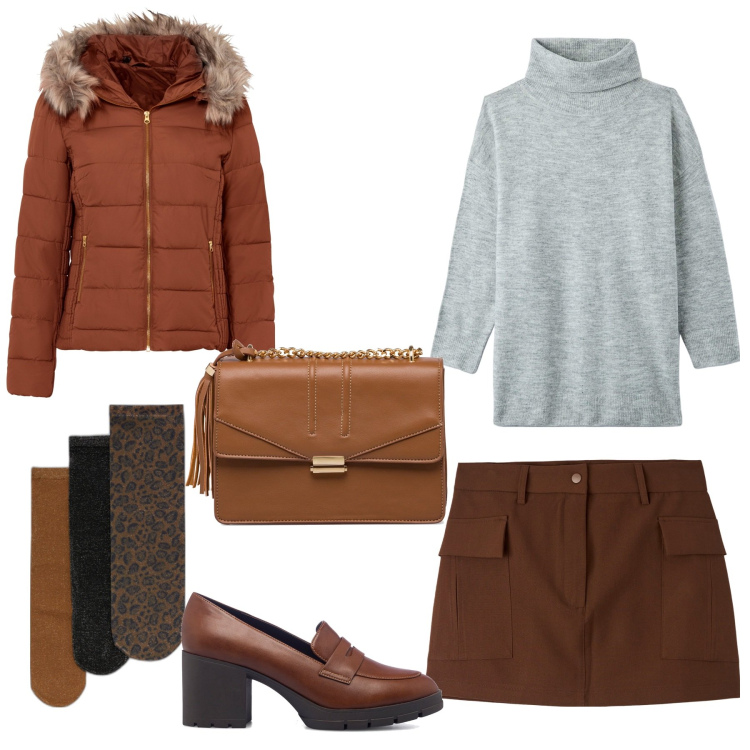 Outfit donna - Con le calze in Lurex. Stile Casual chic per Ufficio. Abbinamento con giacche, maglieria, gonne, mocassini, borse a tracolla, top.