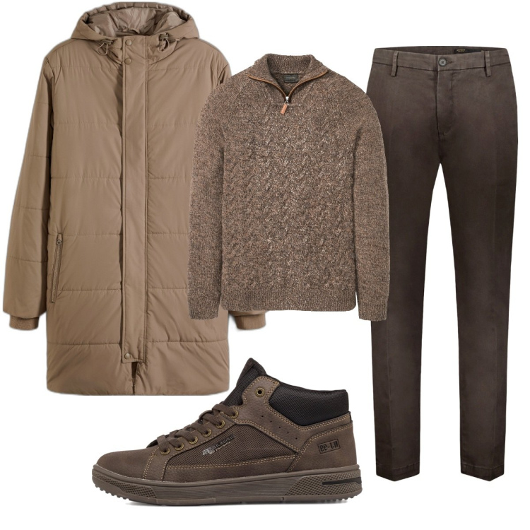 Outfit uomo - Total look #1778585. Stile Casual per Ufficio. Abbinamento con maglieria, giacche, sneakers alte, pantaloni.