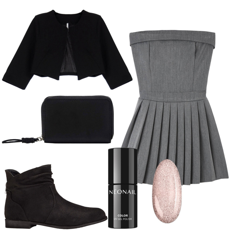 Outfit donna - Bon ton serata fuori. Stile Bon Ton per Serata fuori. Abbinamento con stivaletti, smalti, portafogli, vestiti corti, cappotti.