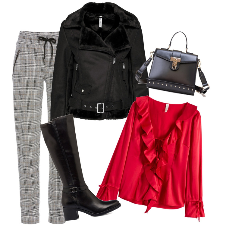 Outfit donna - Total look #1778693. Stile Casual chic per Tutti i giorni. Abbinamento con pantaloni, camicie, cappotti, borse tote, stivali sopra il ginocchio.