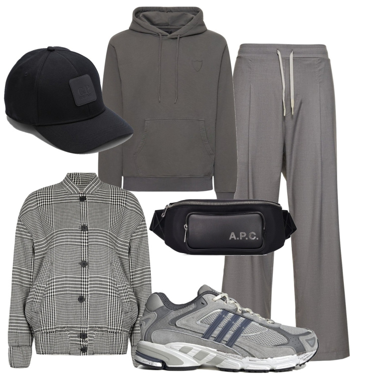 Outfit uomo - Total look #1779498. Stile Casual per Tutti i giorni. Abbinamento con bomber, borse sportive, pantaloni, felpe con cappuccio, cappelli, sneakers.