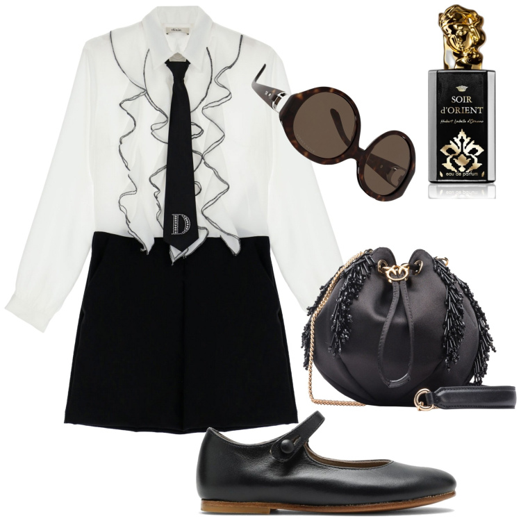Outfit donna - Baby. Stile Vintage retrò per Serata fuori. Abbinamento con profumi, borse a cartella, occhiali da sole, tute, ballerine.