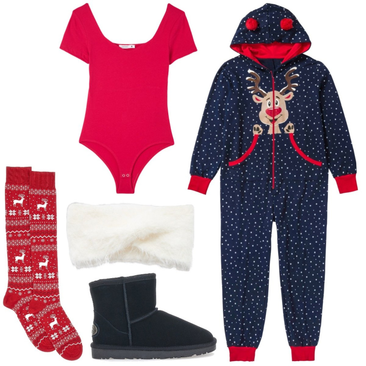 Outfit donna - Total look #1779566. Stile Casual per Tutti i giorni. Abbinamento con tute, body, fasce per capelli, calzini, stivaletti.