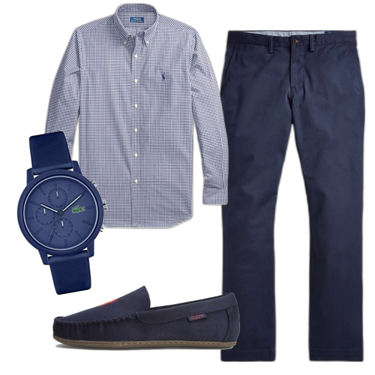 Outfit uomo - Total look #1779622. Stile Business/Elegante per Ufficio. Abbinamento con pantaloni, pantofole, camicie, orologi.