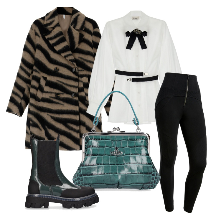 Outfit donna - Ghost outfitter - dicembre. Stile Casual chic per Tutti i giorni. Abbinamento con cappotti, camicie, pantaloni skinny, borse a mano, stivaletti chelsea.