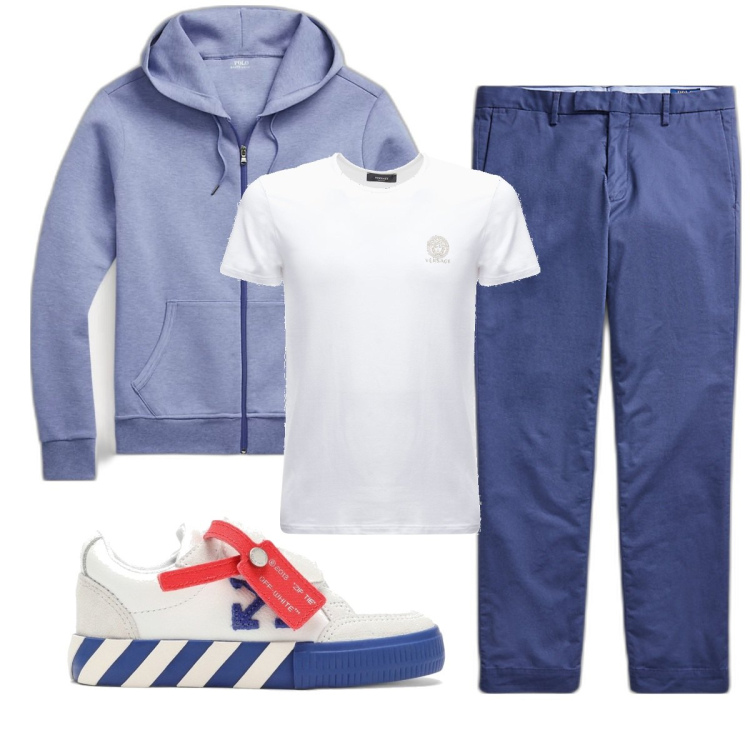 Outfit uomo - Col cartellino. Stile Casual per Tutti i giorni. Abbinamento con felpe, pantaloni chino, sneakers, t-shirt.