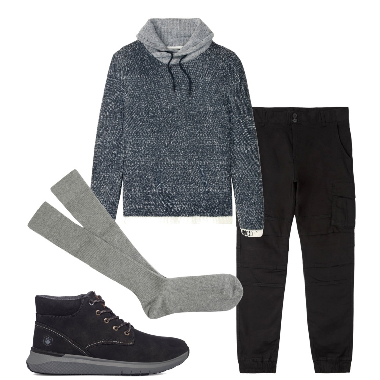 Outfit uomo - Le calze caldissime. Stile Urban per Tutti i giorni. Abbinamento con maglieria, pantaloni cargo, stivali e stivaletti, calzini.