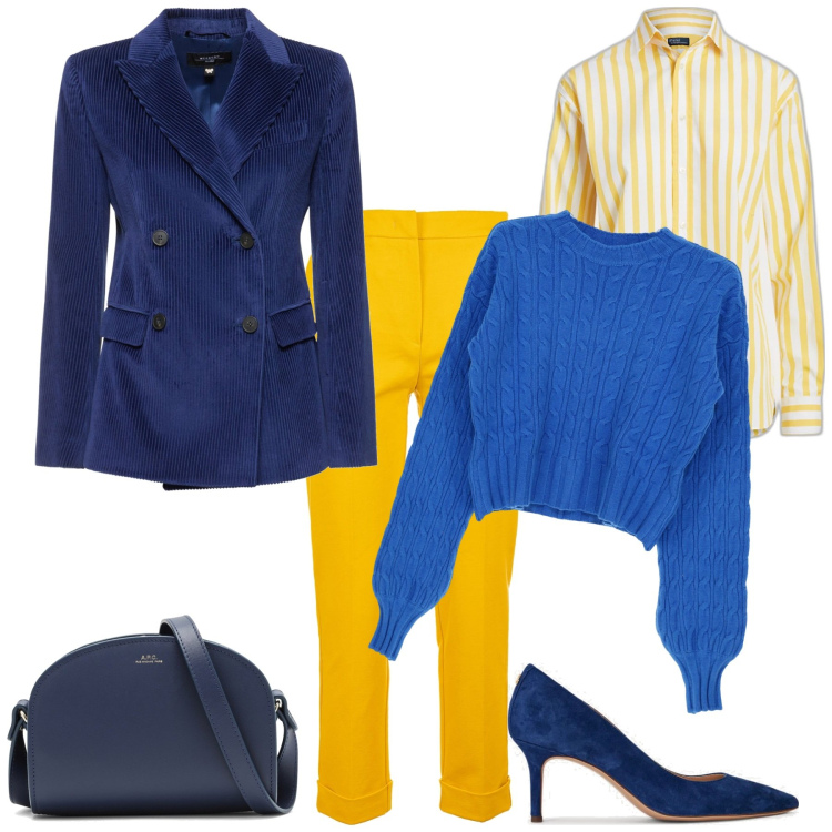 Outfit donna - Pullover a contrasto con le maniche su. Stile Chic per Tutti i giorni. Abbinamento con pantaloni, pullovers, camicie, décolleté, cappotti, borse a tracolla.