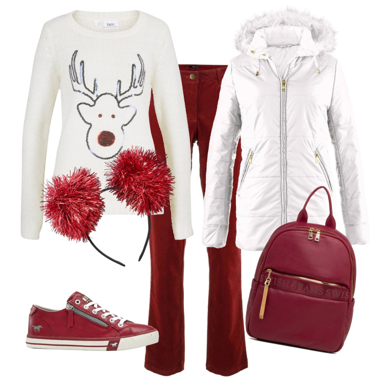 Outfit donna - Total look #1780114. Stile Casual per Tutti i giorni. Abbinamento con pantaloni, giacche, maglieria, sneakers, cerchietti, zaini.