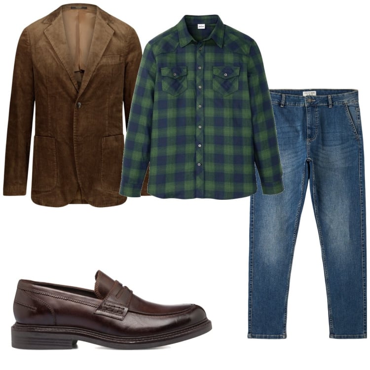 Outfit uomo - Total look #1780206. Stile Casual per Tutti i giorni. Abbinamento con camicie, jeans skinny, scarpe stringate, giacche.