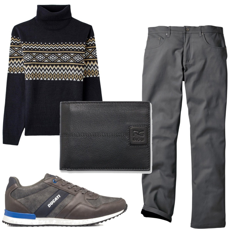 Outfit uomo - Total look #1780221. Stile Casual per Tutti i giorni. Abbinamento con pantaloni, maglieria, portafogli, sneakers.