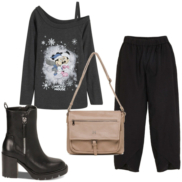 Outfit donna - Total look #1780251. Stile Trendy per Tutti i giorni. Abbinamento con pantaloni, maglieria, stivaletti, borse a tracolla.