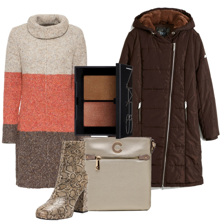 Outfit donna - Total look #1780518. Stile Casual per Tutti i giorni. Abbinamento con vestiti, cappotti, ombretti, stivaletti, borse a tracolla.