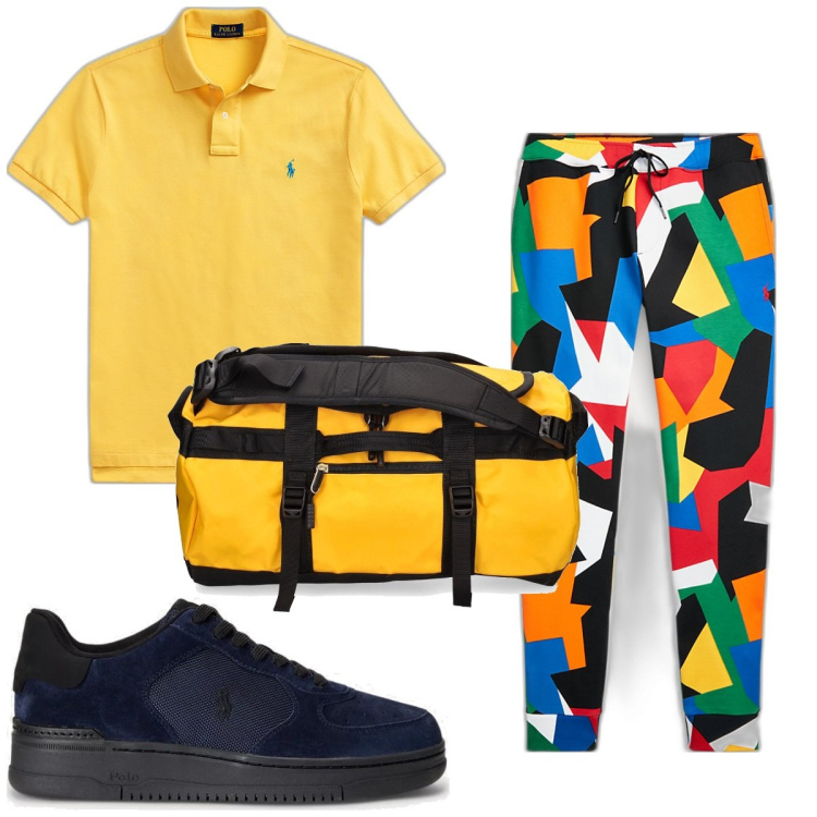 Outfit uomo - Total look #1780533. Stile Trendy per Sport. Abbinamento con polo, sneakers, pantaloni, borse sportive.
