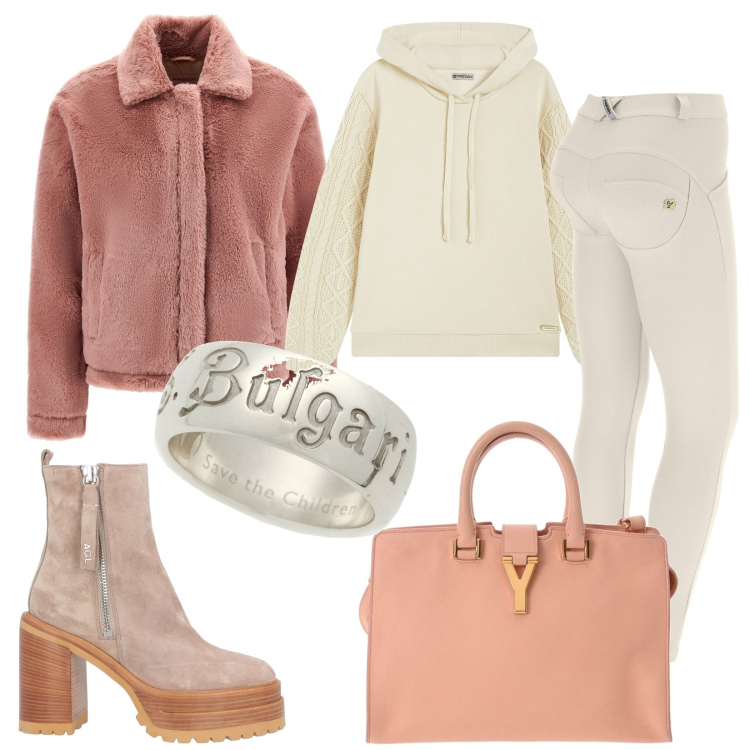 Outfit donna - Freddy Christmas. Stile Sporty chic per Serata fuori. Abbinamento con anelli, borse a mano, anfibi, pantaloni skinny, cappotti, felpe con cappuccio.