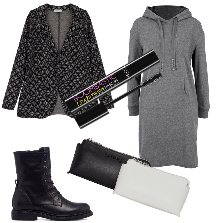 Outfit donna - Total look #1780827. Stile Urban per Tutti i giorni. Abbinamento con vestiti, mascara, cappotti, anfibi, pochette.