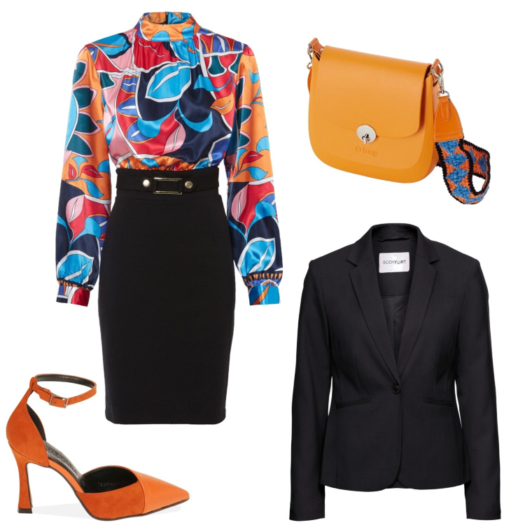 Outfit donna - Serata fuori. Stile Chic per Serata fuori. Abbinamento con blazer, vestiti, scarpe col tacco, borse a spalla.