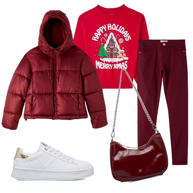 Outfit donna - Total look #1780913. Stile Casual per Tutti i giorni. Abbinamento con pantaloni, piumini, felpe, sneakers, borse a tracolla.