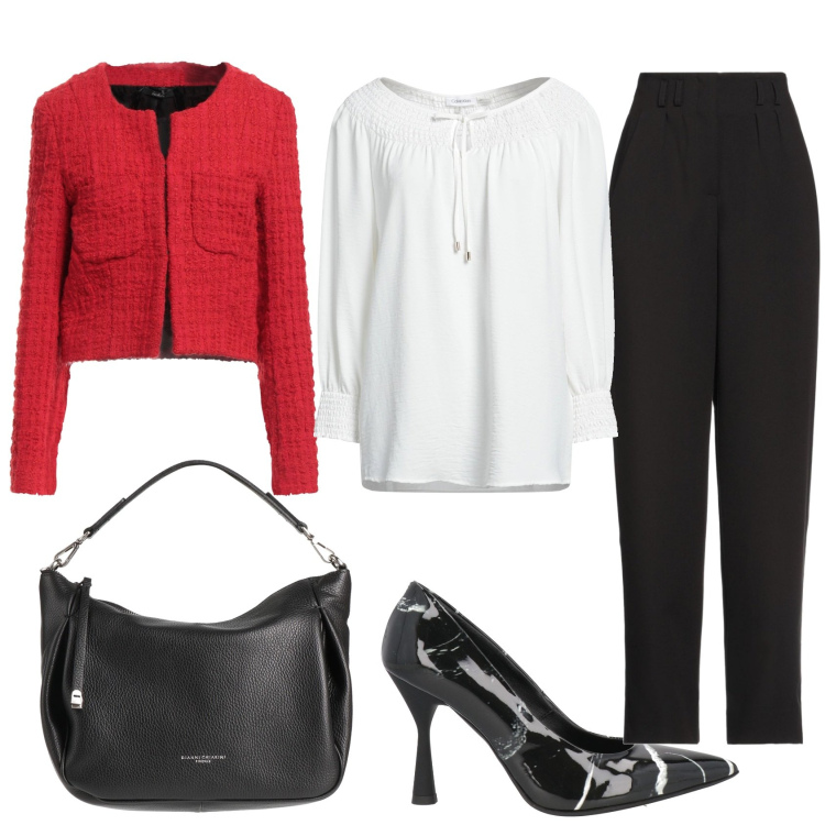 Outfit donna - Particolari ai piedi. Stile Casual chic per Ufficio. Abbinamento con blazer, top, pantaloni, borse a mano, décolleté.