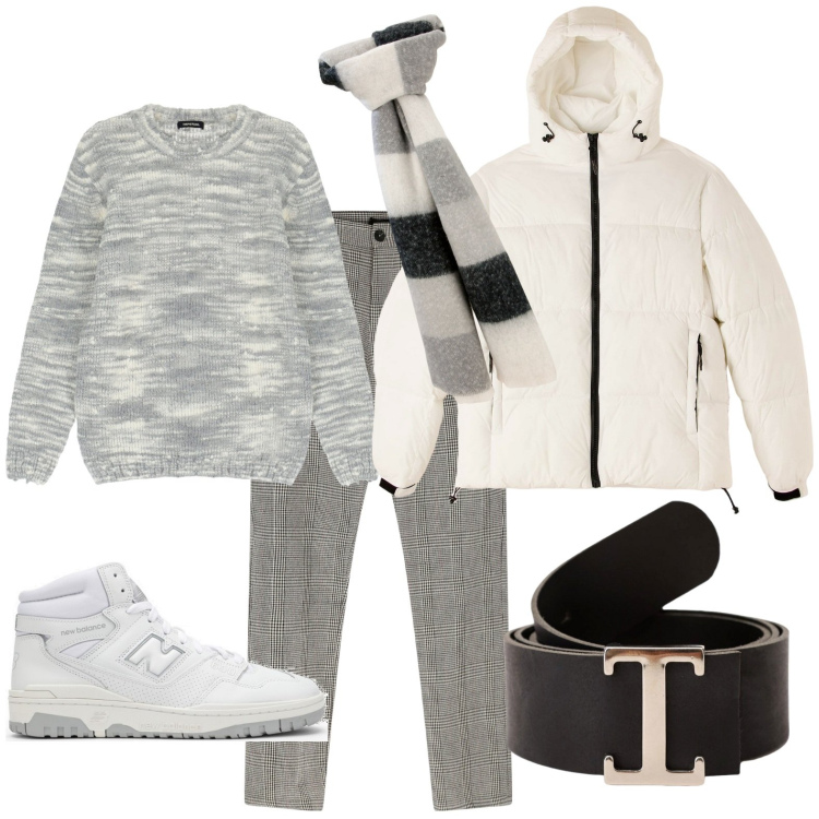 Outfit uomo - Total look #1781196. Stile Casual per Tutti i giorni. Abbinamento con pantaloni, sciarpe, cinture, pullovers, piumini, sneakers alte.