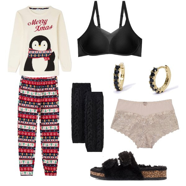 Outfit donna - Total look #1781209. Stile Basic per Tutti i giorni. Abbinamento con culotte, calzini, pigiama, orecchini, ciabatte, reggiseni.