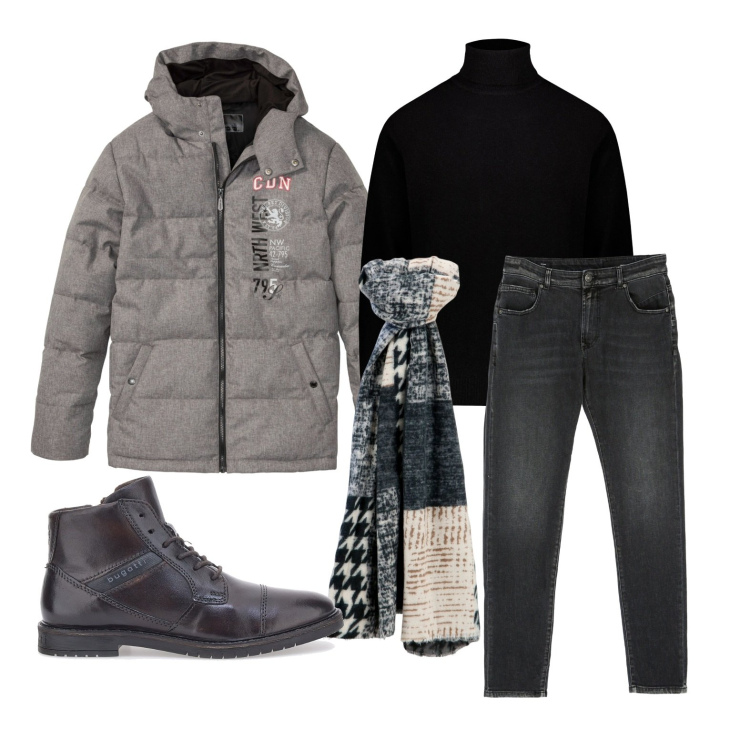 Outfit uomo - Ghost outfitter - dicembre. Stile Casual per Tutti i giorni. Abbinamento con giacche, jeans, sciarpe, maglieria, stivali e stivaletti.