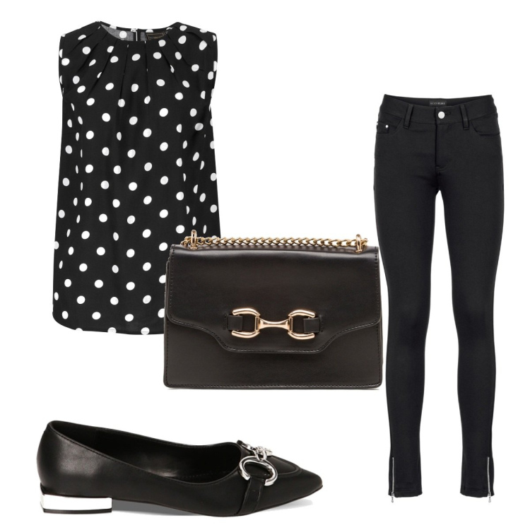 Outfit donna - Total look #1781638. Stile Vintage retrò per Tutti i giorni. Abbinamento con pantaloni, top, ballerine, borse a tracolla.