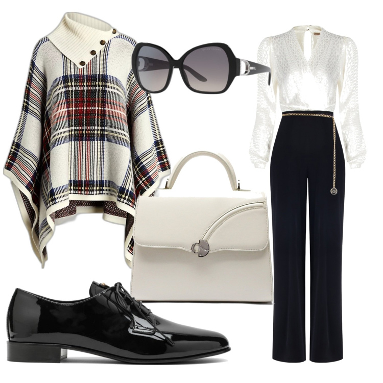 Outfit donna - Total look #1781764. Stile Chic per Ufficio. Abbinamento con tute, occhiali da sole, cappotti, scarpe stringate, borse a mano.