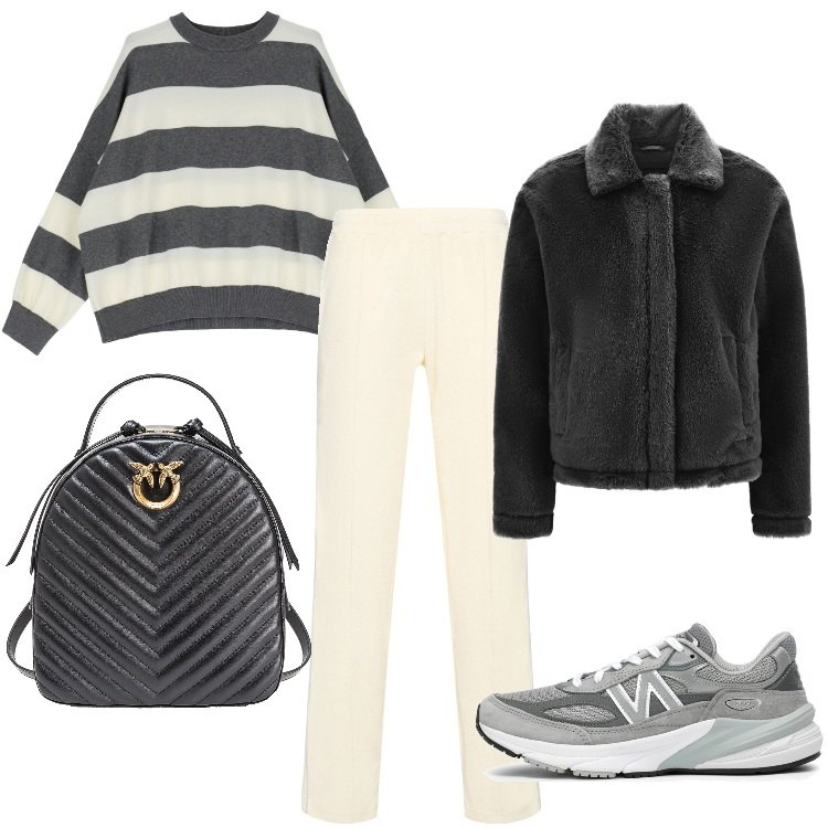Outfit donna - In partenza per una breve vacanza. Stile Urban per Tutti i giorni. Abbinamento con zaini, maglieria, cappotti, pantaloni, sneakers.