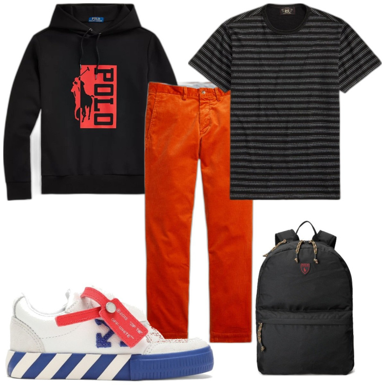 Outfit uomo - Total look #1781780. Stile Trendy per Tutti i giorni. Abbinamento con t-shirt, pantaloni, borse sportive, felpe con cappuccio, sneakers.