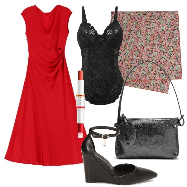 Outfit donna - Must di dicembre: abito rosso. Stile Bon Ton per Tutti i giorni. Abbinamento con body, correttori, vestiti midi/longuette, décolleté, sciarpe, borse a mano.