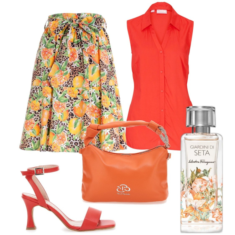 Outfit donna - Voglia di estate. Stile Bon Ton per Tutti i giorni. Abbinamento con camicie, profumi, gonne longuette, sandali in pelle, borse a mano.