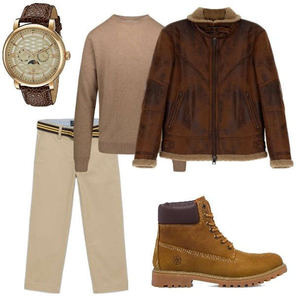 Outfit uomo - MORFOLOGIA a rettangolo. per Tutti i giorni. Abbinamento con cappotti, stivali e stivaletti, maglieria, orologi, pantaloni.