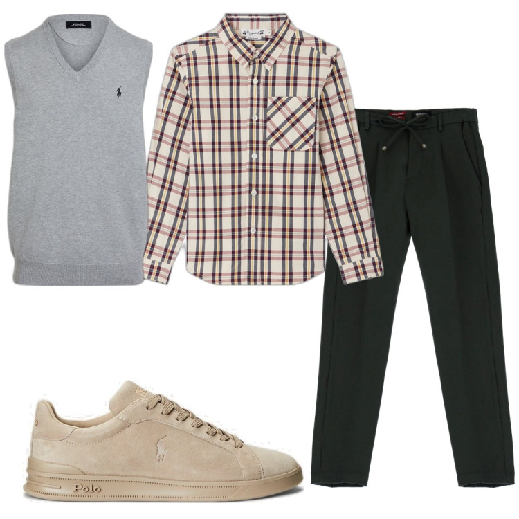 Outfit uomo - Total look #1782264. Stile Trendy per Tutti i giorni. Abbinamento con pantaloni, sneakers, maglieria, camicie.