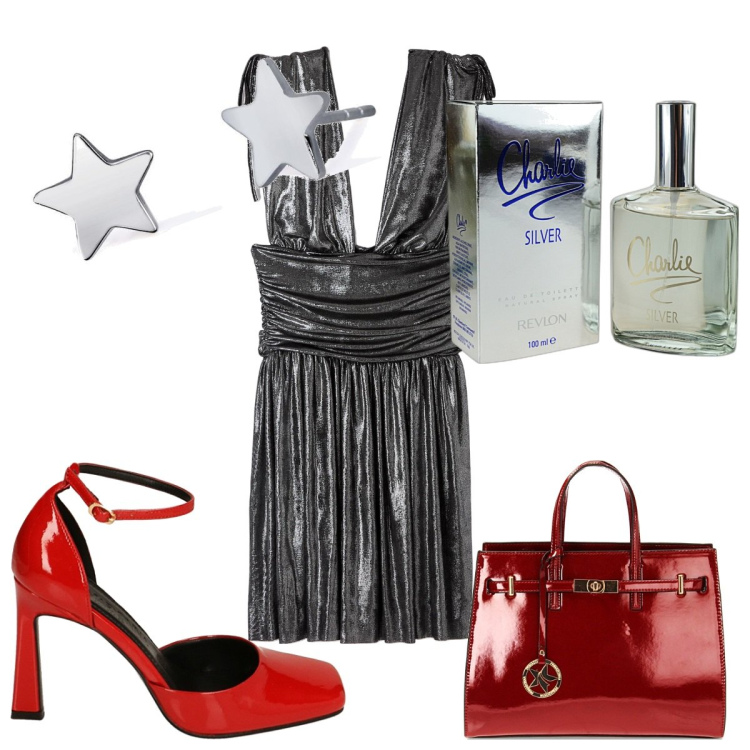 Outfit donna - Total look #1782343. Stile Glamour per Serata fuori. Abbinamento con profumi, vestiti corti, orecchini, borse a mano, décolleté.