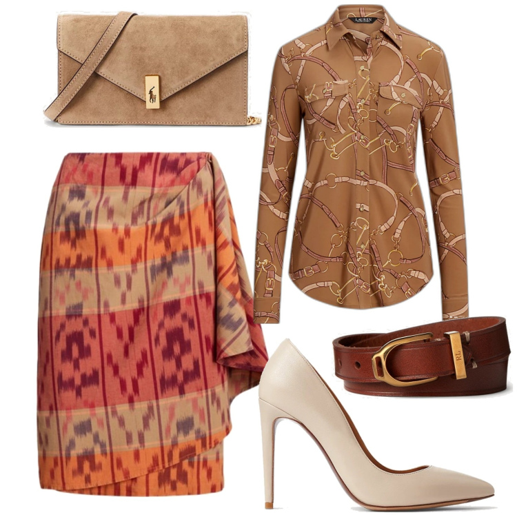 Outfit donna - In ufficio. Stile Bon Ton per Ufficio. Abbinamento con braccialetti, gonne, décolleté, camicie, clutch.