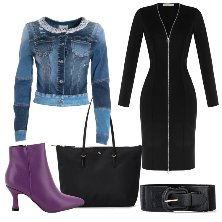 Outfit donna - Cintura sull\'abito. Stile Trendy per Tutti i giorni. Abbinamento con cinture, vestiti midi/longuette, giacche, stivaletti, borse tote.