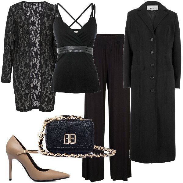Outfit donna - Total look #1782730. Stile Sexy per Serata fuori. Abbinamento con pantaloni, cappotti, top, blazer, marsupi, décolleté.