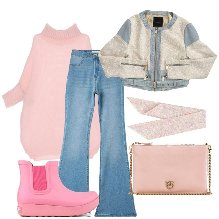 Outfit donna - Total look #1782763. Stile Urban Abbinamento con jeggings, borse a tracolla, bolero, maglieria, stivali, sciarpe.