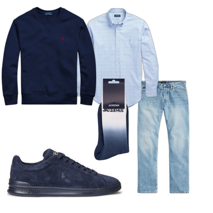Outfit uomo - Total look #1782966. Stile Urban per Tutti i giorni. Abbinamento con sneakers, camicie, jeans, felpe, calzini.