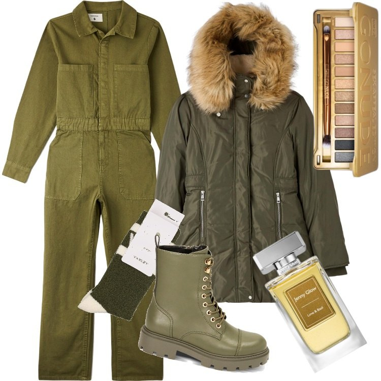 Outfit donna - Regali sotto l\'albero - Dicembre. Stile Urban per Tutti i giorni. Abbinamento con ombretti, profumi, tute, parka, anfibi, calzini.