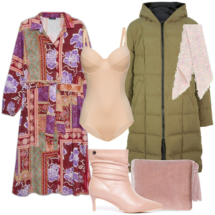 Outfit donna - Total look #1783308. Stile Casual chic per Tutti i giorni. look ideale per Tall. Abbinamento con body, cappotti, stivaletti, vestiti lunghi, pochette, sciarpe.