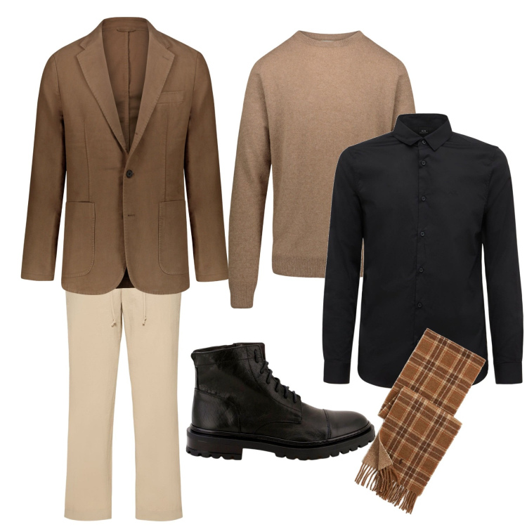 Outfit uomo - Spezzato per una serata speciale. Stile Trendy per Serata speciale. Abbinamento con scarpe stringate, sciarpe, maglieria, pantaloni, camicie, giacche.
