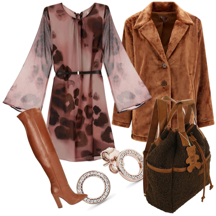 Outfit donna - Alla festa. Abbinamento con vestiti corti, cappotti, stivali, orecchini, zaini.