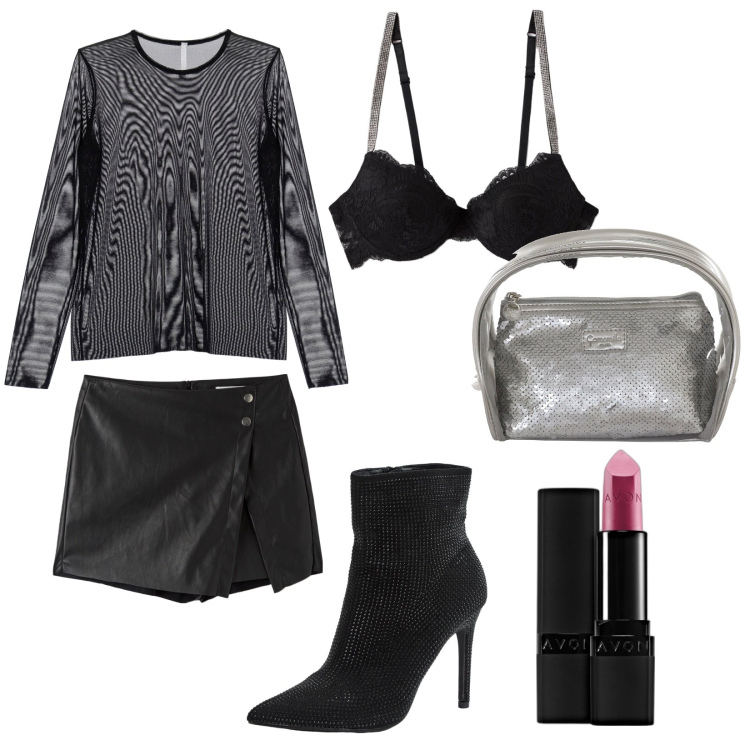 Outfit donna - Total look #1783672. Stile Sexy per Serata fuori. Abbinamento con rossetti, gonne, reggiseni a balconcino, stivaletti, maglieria, valigie.
