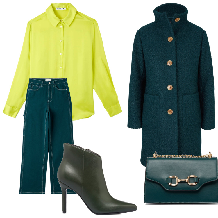 Outfit donna - Free. Stile Basic per Tutti i giorni. Abbinamento con cappotti, pantaloni, camicie, stivaletti, borse a tracolla.