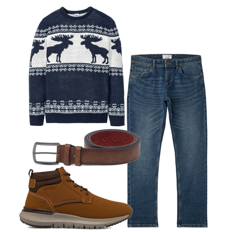Outfit uomo - Canada. Stile Casual per Tutti i giorni. Abbinamento con maglieria, jeans, cinture, stivali e stivaletti.